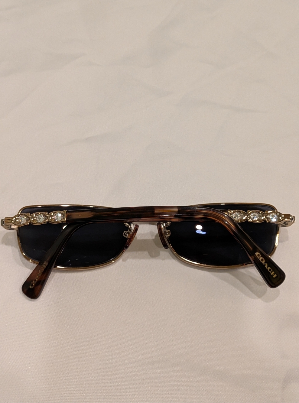 Coach Rose Gold Metal Eyeglasses with Tortoise Temples and Crystal Accents - Picture 12 of 16